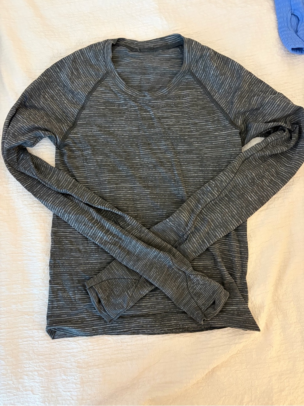 lululemon athletica Long Sleeve Striped Crewneck Top - Charcoal Gray